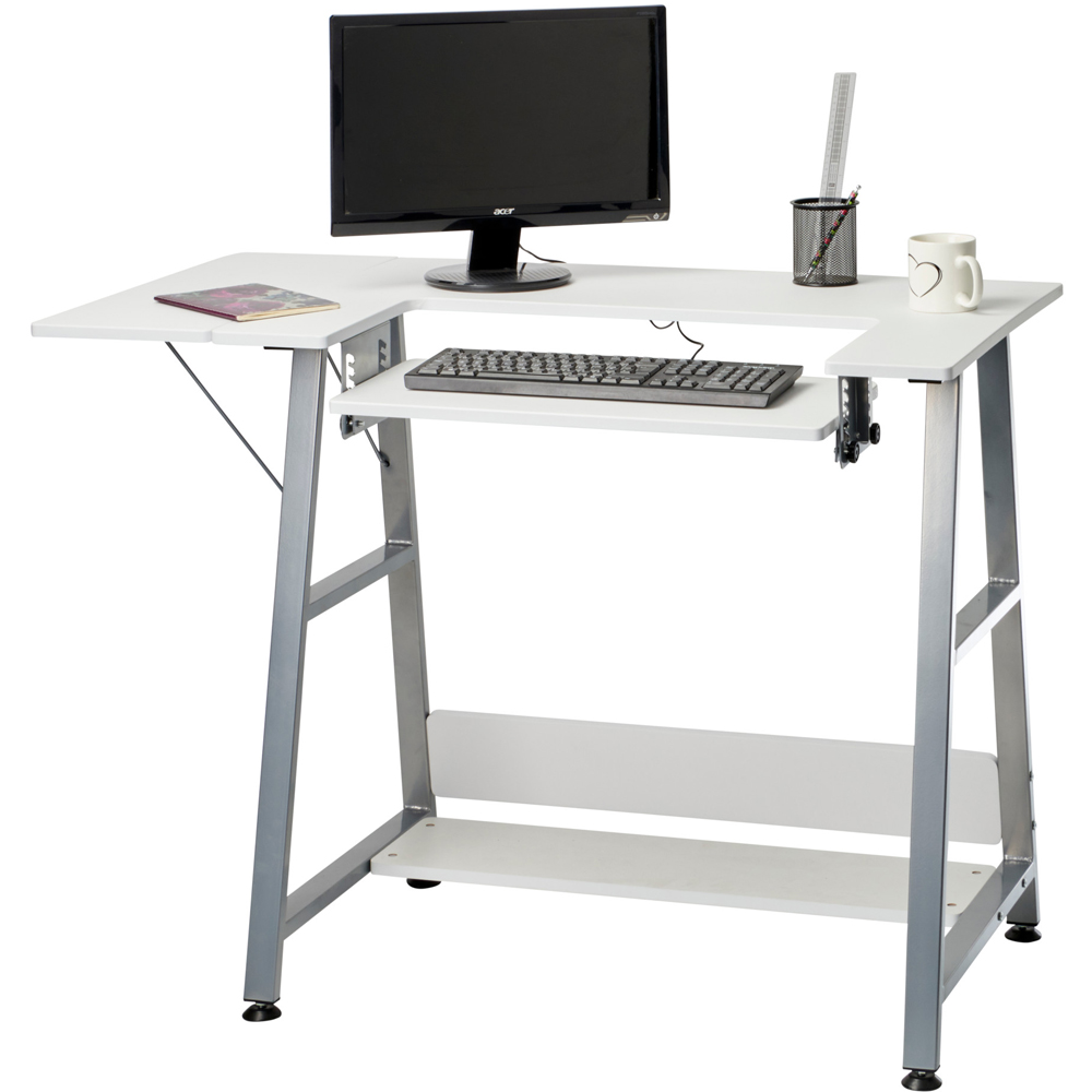 Sewing Online WC1013 Single Shelf White and Silver Height Adjustable Small Sewing Table Image 4