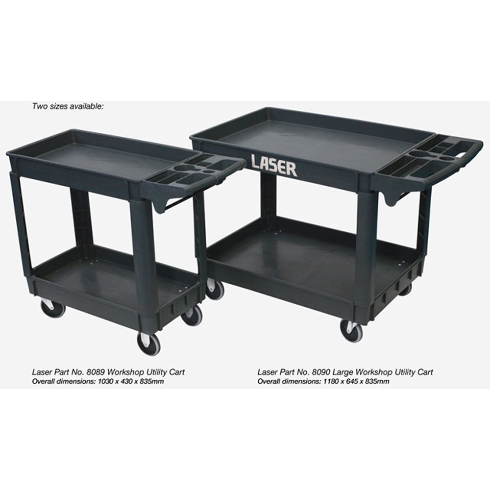 Laser 8089 Twin Level Black Workshop Utility Cart Image 7