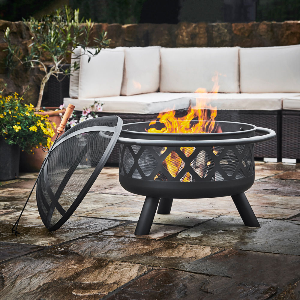 Teamson Home Round Steel Wood Burning Outdoor Fire Pit Image 2