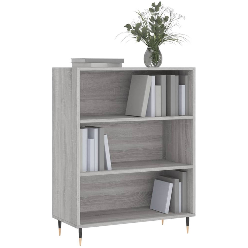 vidaXL 3 Shelf Grey Sonoma Bookcase Image 3
