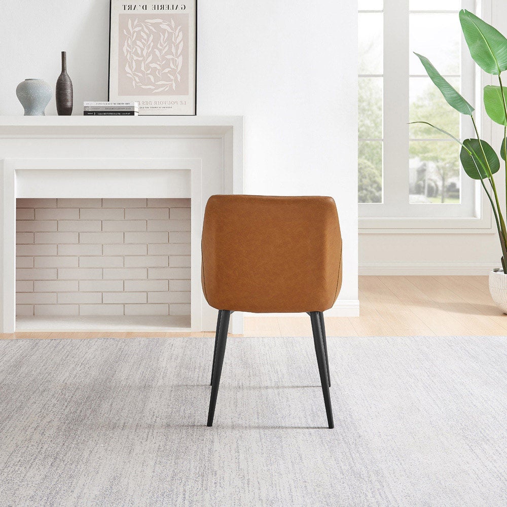 Furniturebox Cori Set of 2 Tan and Black Faux Leather Dining Chair Image 6