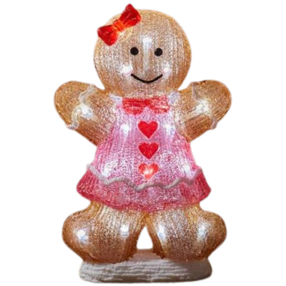 Samuel Alexander 24 Cool White LED Gingerbread Girl Battery Operated Christmas Decoration 30cm Image 2