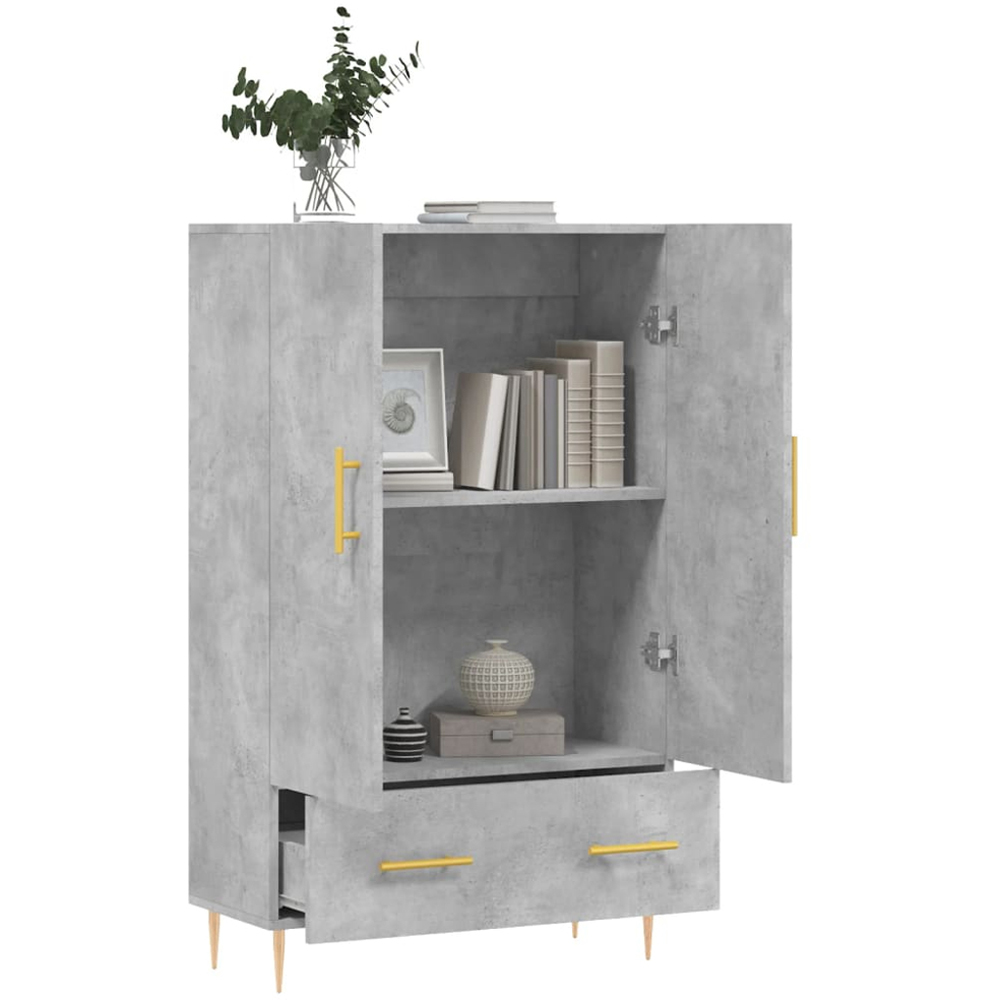 vidaXL 2 Door Single Drawer Concrete Grey Highboard Image 4
