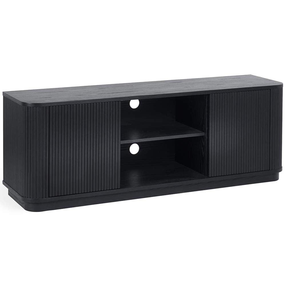 Julian Bowen Louis 2 Door 2 Shelf Black Fluted TV Unit Image 2