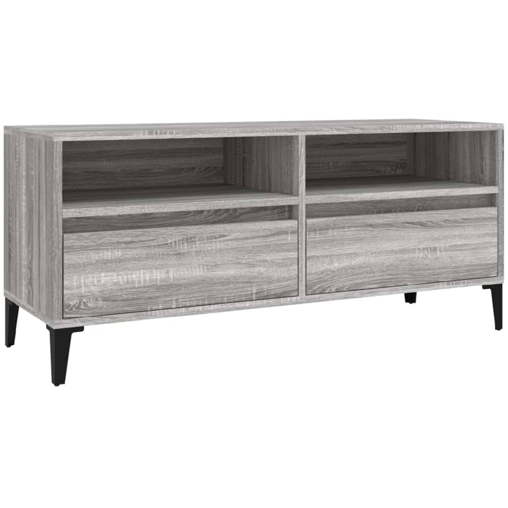 vidaXL 2 Drawer 2 Shelf Grey Sonoma TV Cabinet Image 2