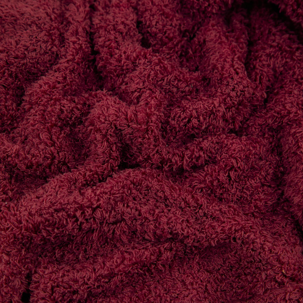 Furn Harlan Borg Burgundy Sherpa Tasselled Throw 140 x 180cm Image 2