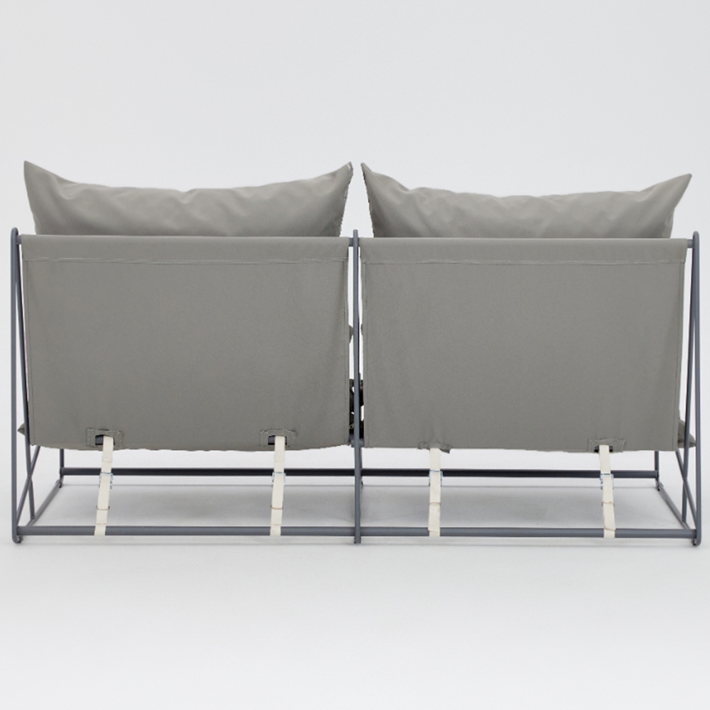 Home Detail Marina 2 Seater Grey Steel Garden Sofa with Cushions Image 4