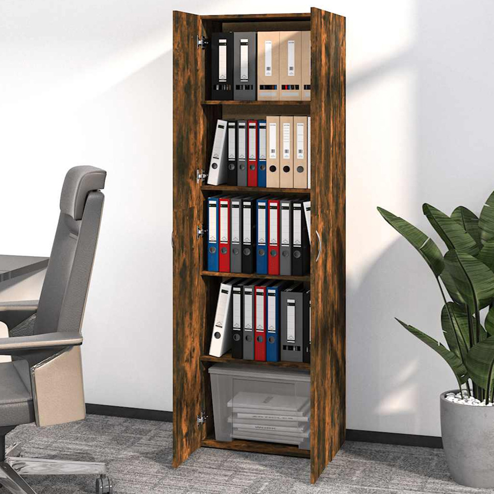 vidaXL 2 Door Smoked Oak Office Cabinet Image 1