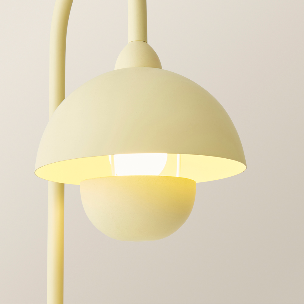 ValueLights Tilly Pastel Lemon Arched Dome Shade Metal LED Floor Lamp Image 3
