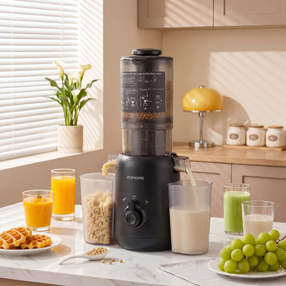 Komore EK090050 Black Slow Masticating Cold Press Juicer with 130mm Chute 200W Image 7