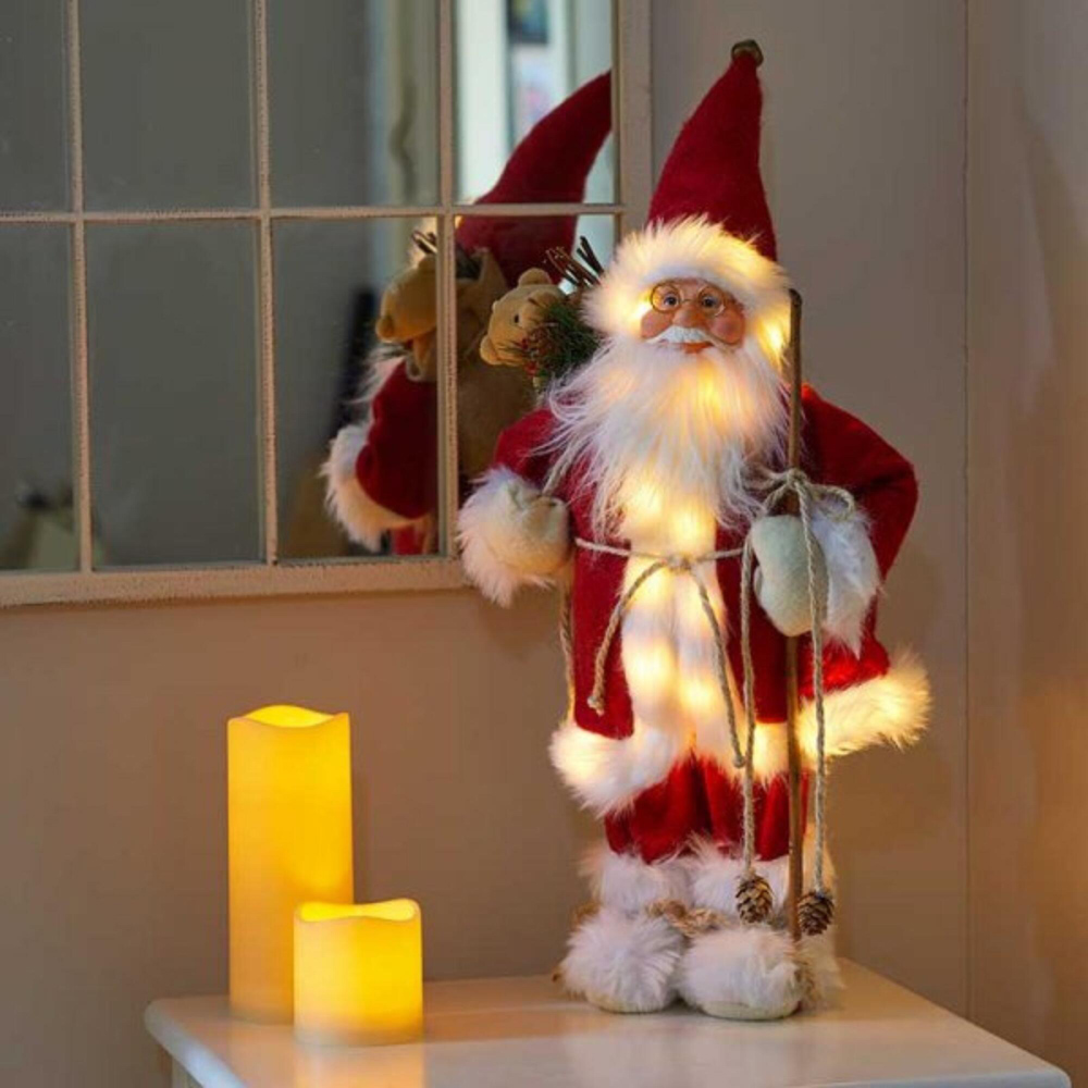 Samuel Alexander 22 Warm White LED Battery Operated Red Santa Claus with Brown Sack 45cm Image 4