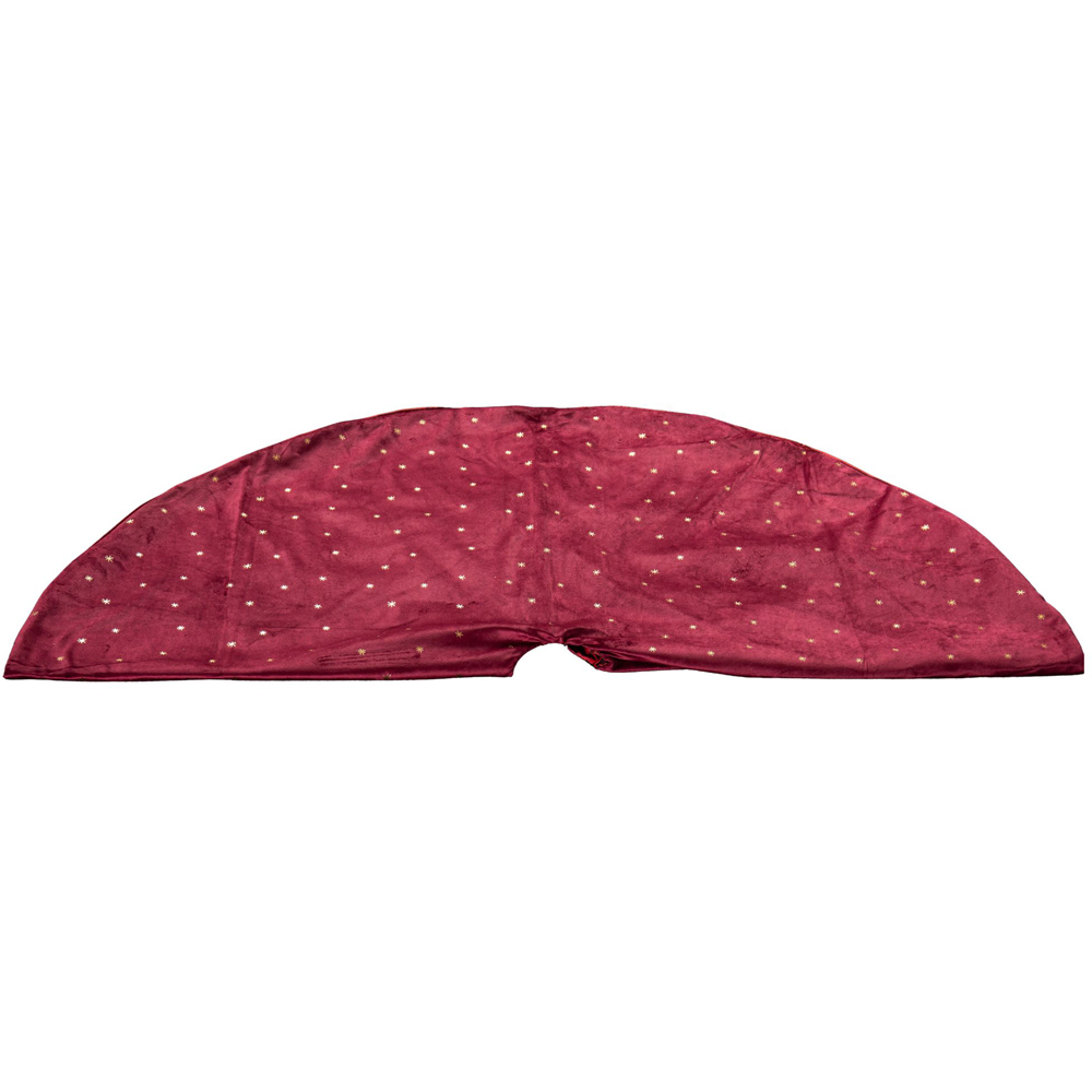 Samuel Alexander Burgundy Velour Gold Star Print Christmas Tree Skirt 120cm Image 3