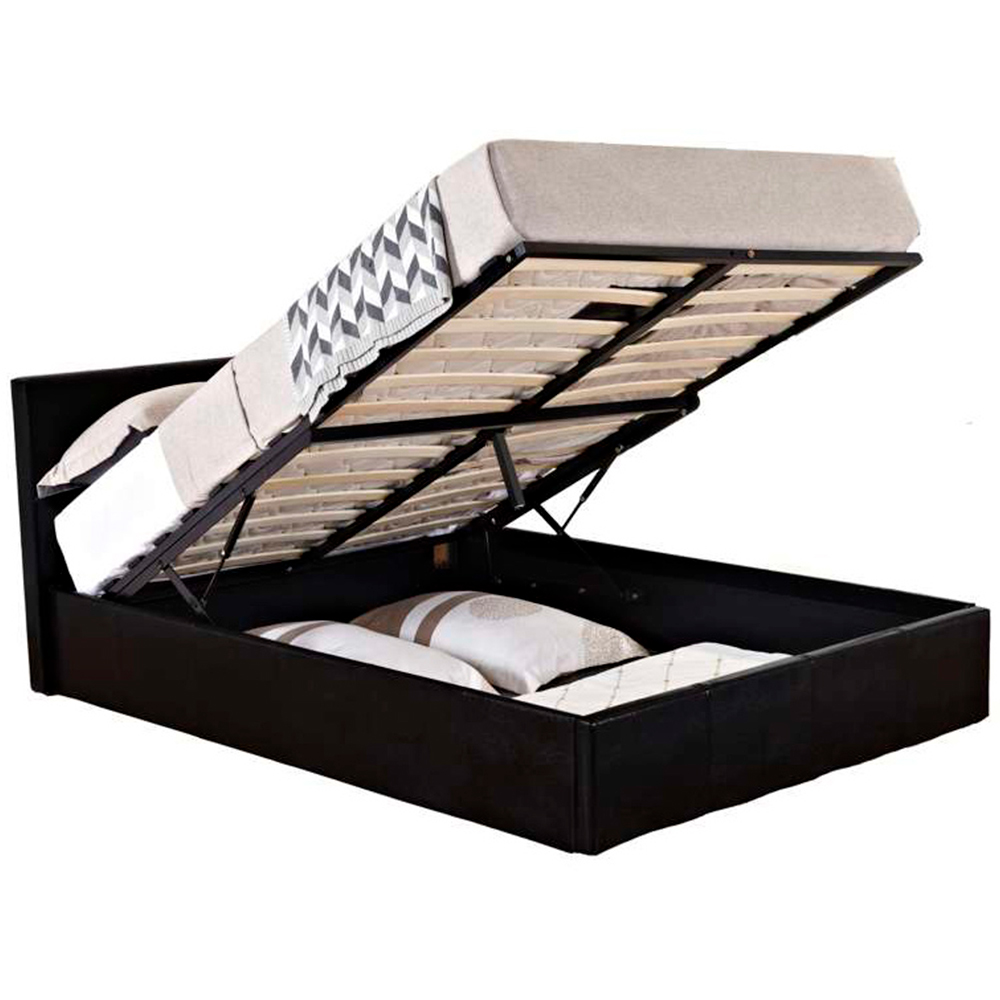 Berlin Small Double Black Faux Leather Ottoman Bed Image 5