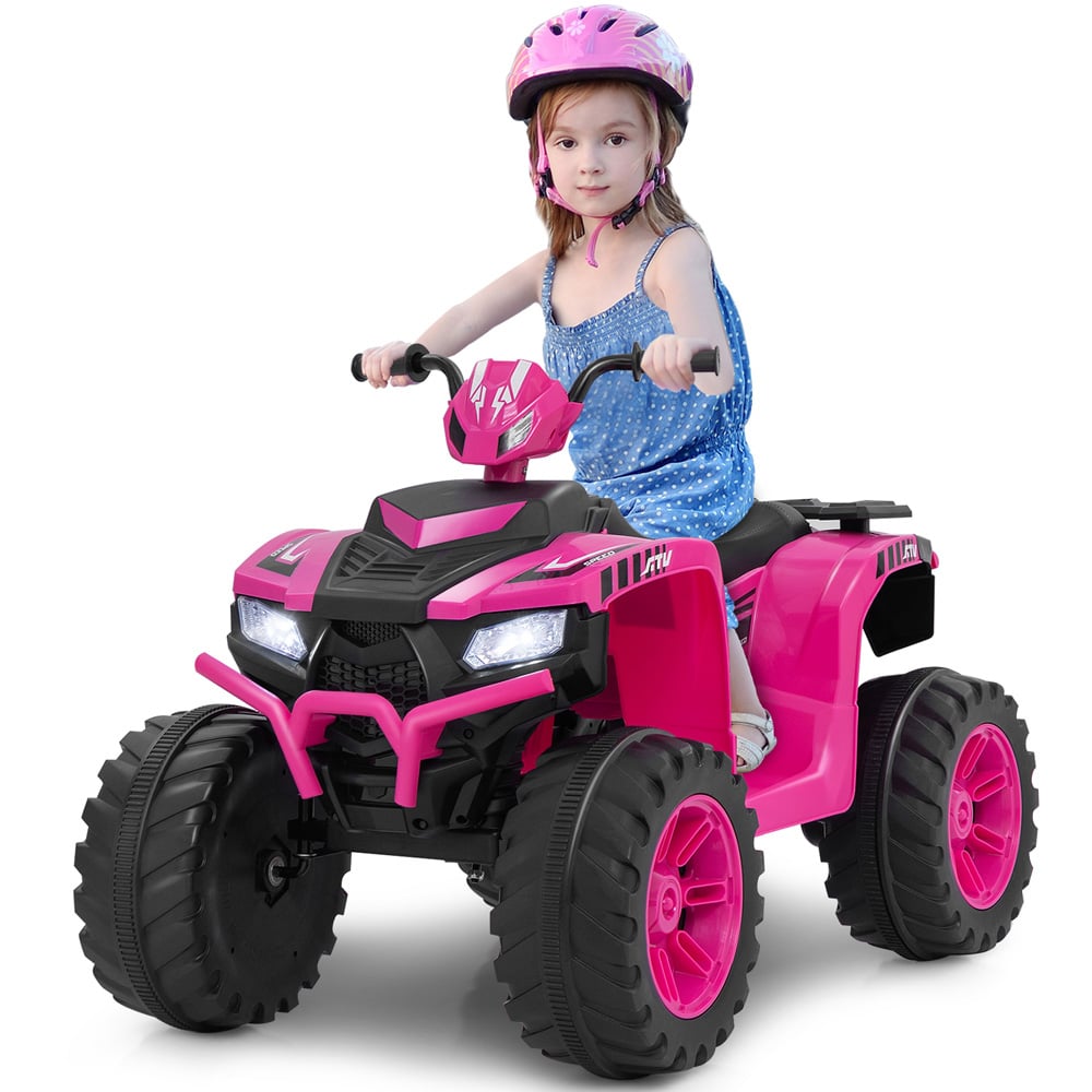 Costway Kids Pink Ride On ATV Toy Car with LED Lights and Wireless Connection 24V Image 2