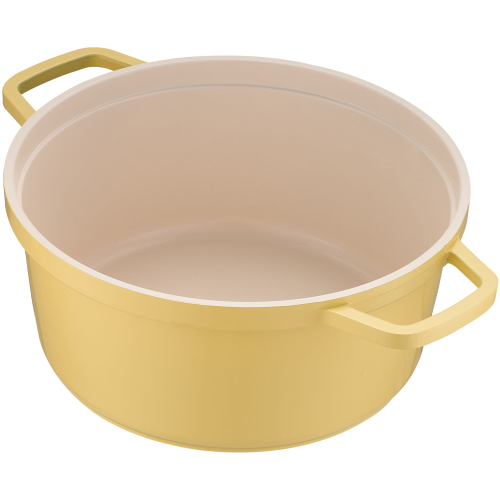 Living and Home 4.75L Yellow Ceramic Dutch Oven with Lid Image 3