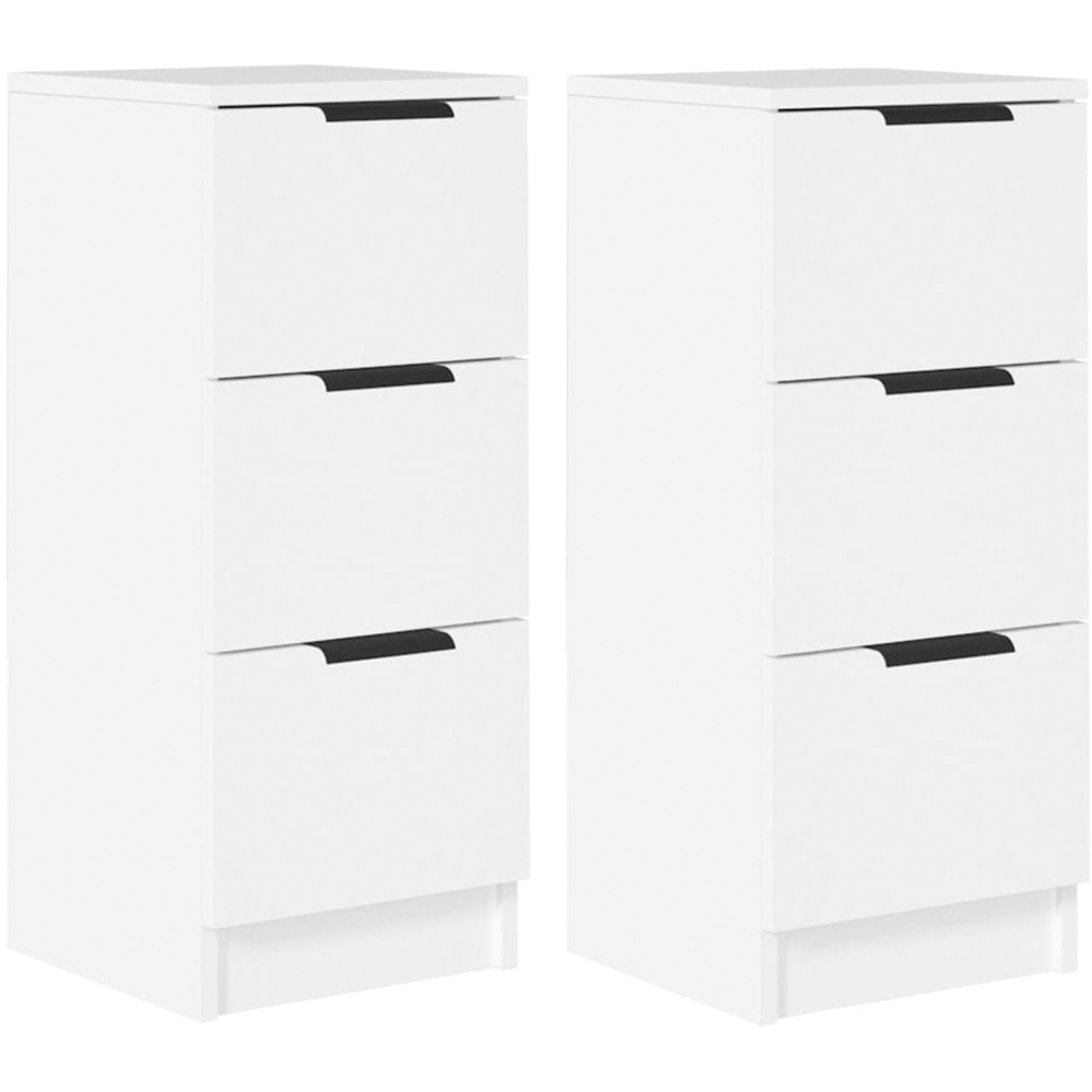 vidaXL 3 Drawer White Sideboard Set of 2 Image 2