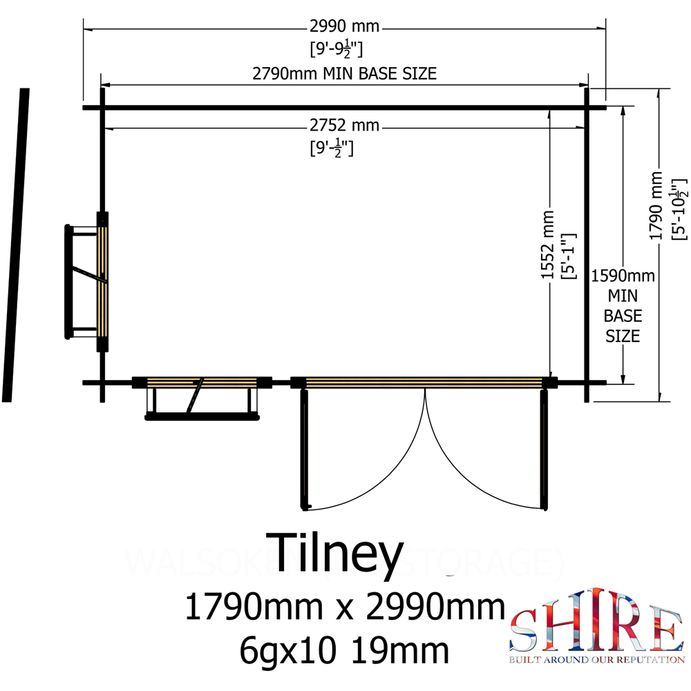 Shire Tilney 6 x 10ft Pent Garden Log Cabin Image 7