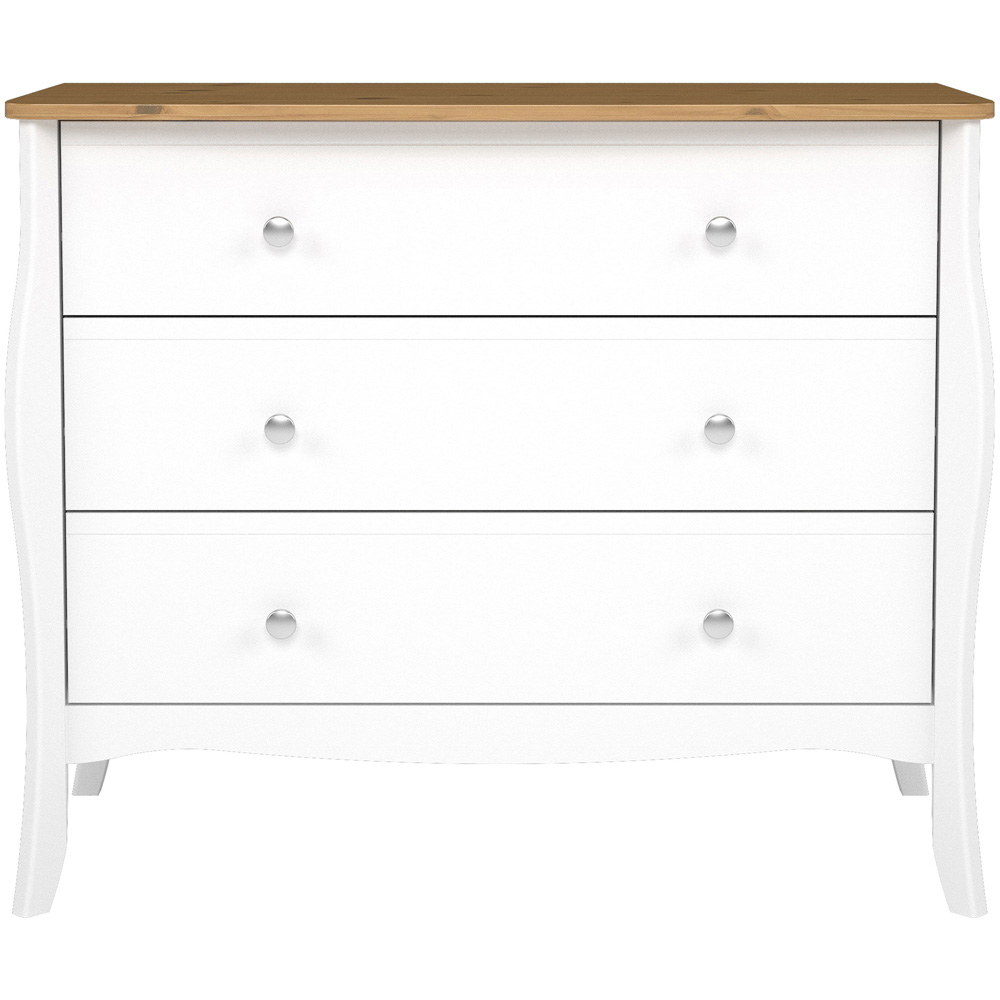 Florence Baroque 3 Drawer Pure White Iced Coffee Lacquer Wide Chest of Drawers Image 3