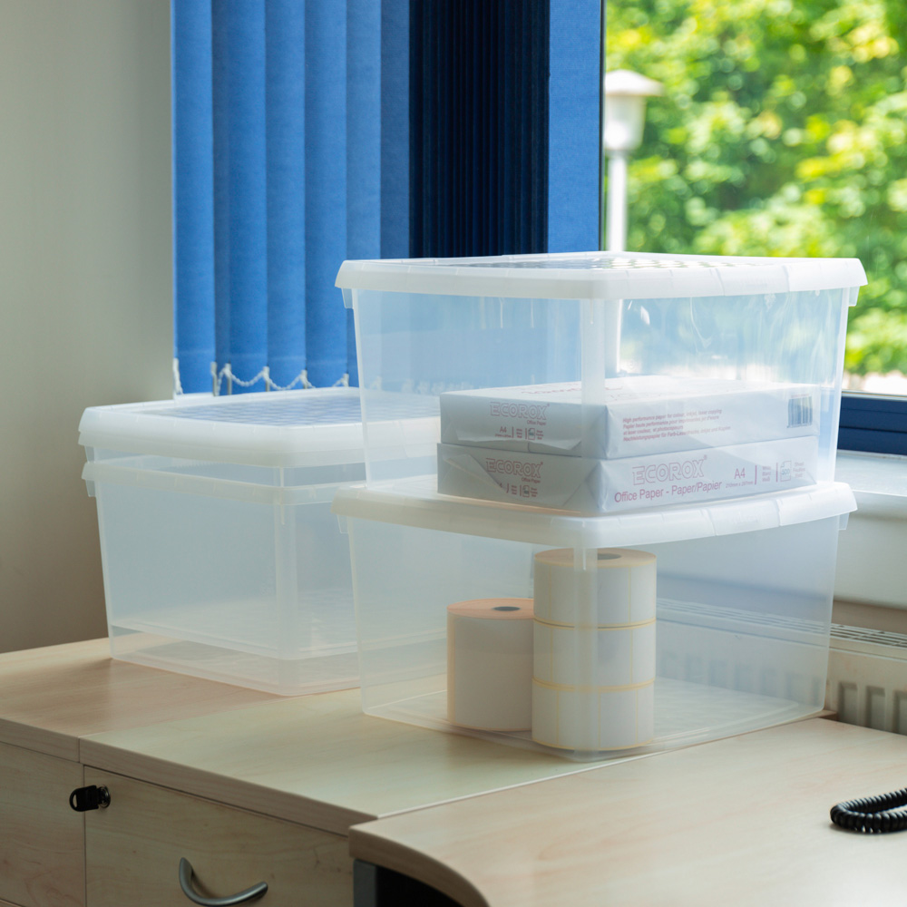 Wham Clip 25.5L Clear Square Storage Box with Lid 4 Pack Image 2