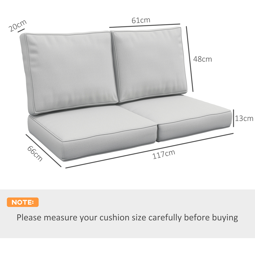 Outsunny Light Grey 3 Piece Back and Seat Replacement Cushion 66 x 117cm Image 7