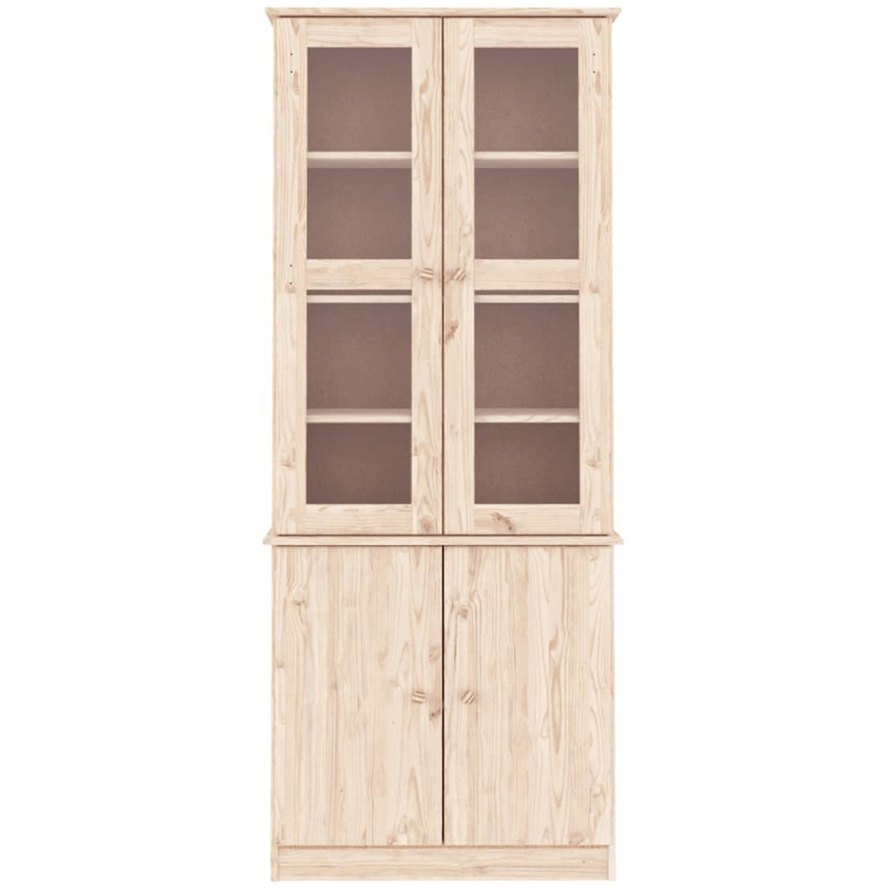 vidaXL Alta 4 Door Natural Solid Wood Pine Glass Display Cabinet Image 3