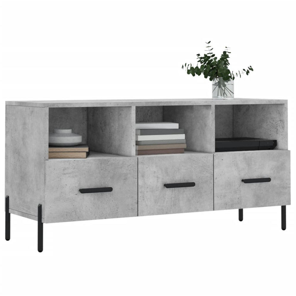 vidaXL 3 Drawer 3 Shelf Concrete Grey TV Cabinet Image 3