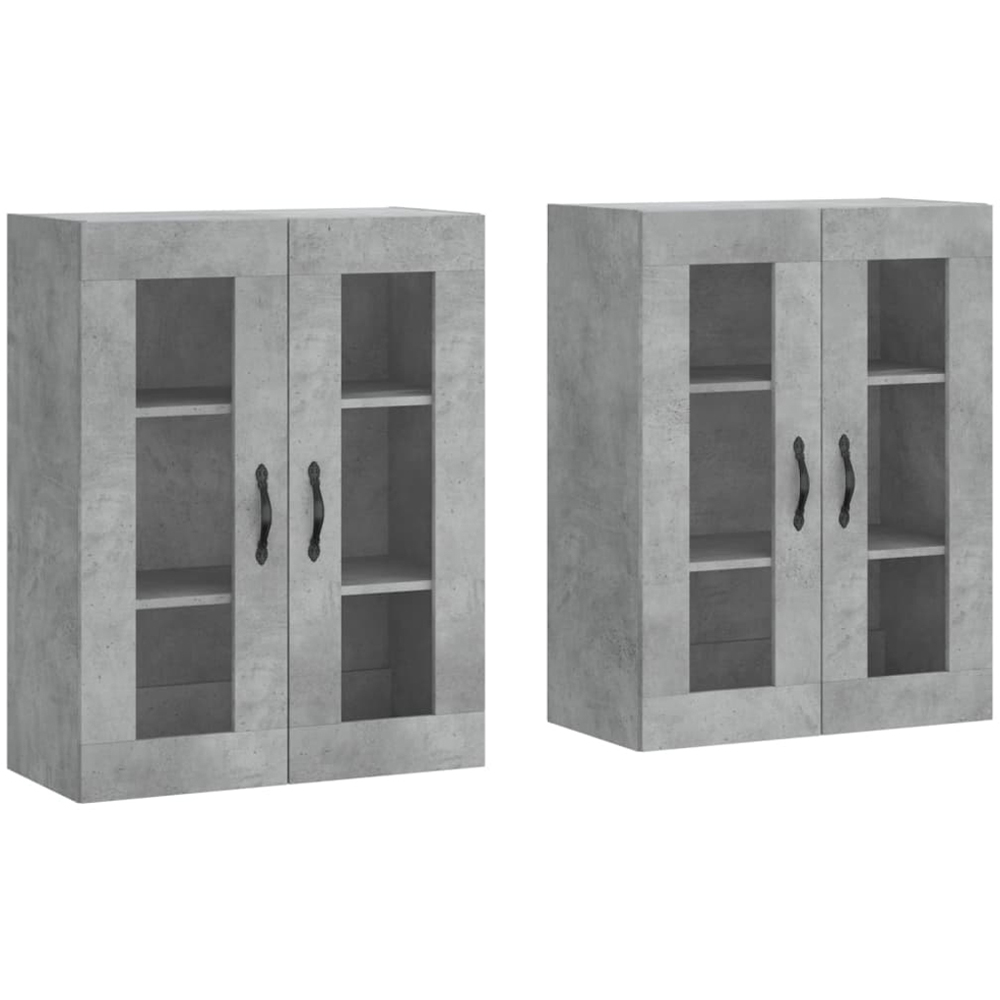 vidaXL 2 Glass Door Concrete Grey Wall Mounted Cabinet Set of 2 Image 2