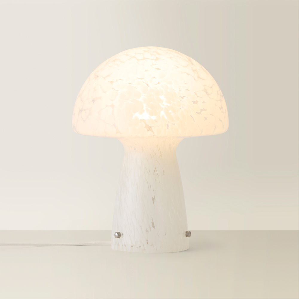 ValueLights Beau White Confetti Mushroom Glass LED Table Lamp Image 5