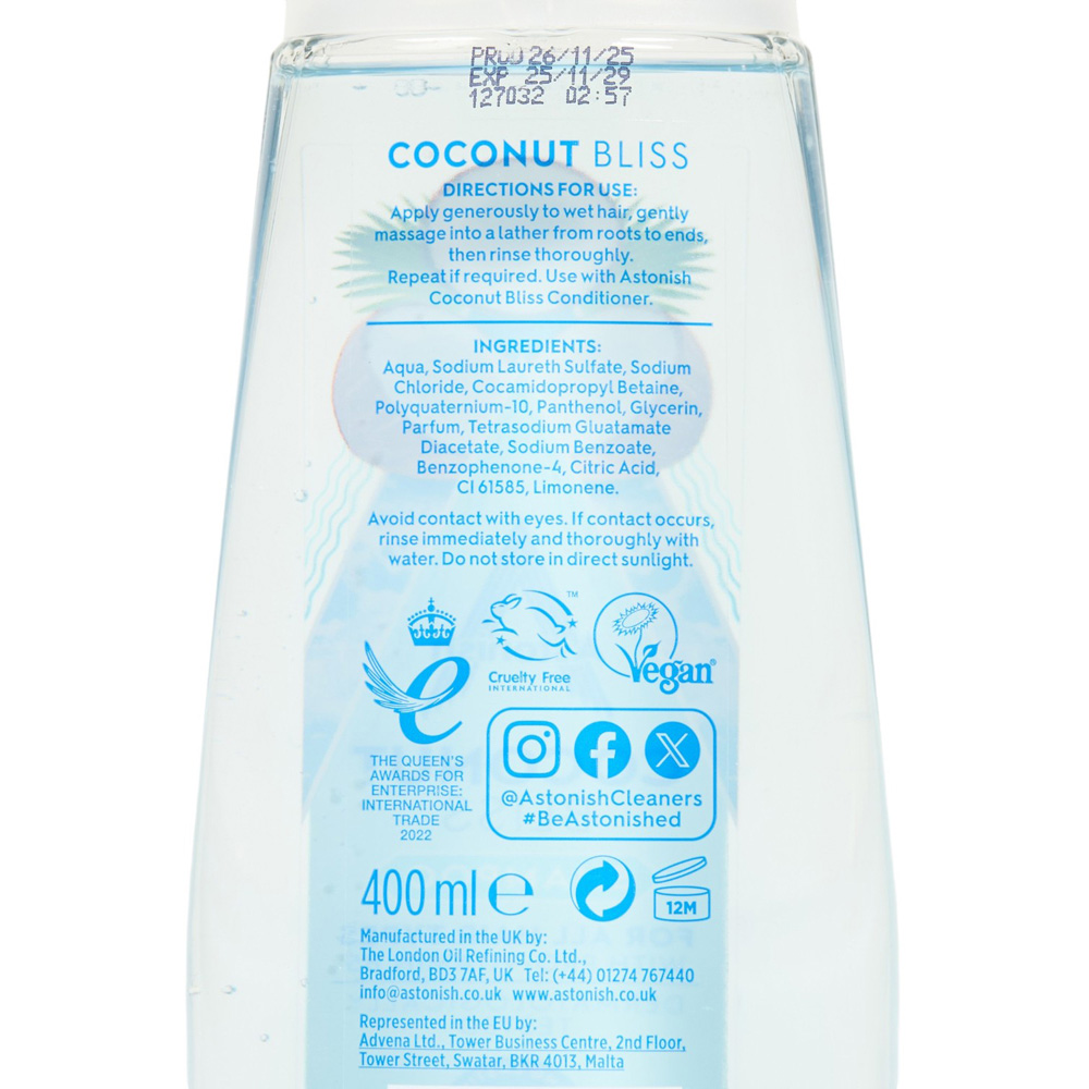 Astonish Coconut Bliss Shampoo 400ml Image 3