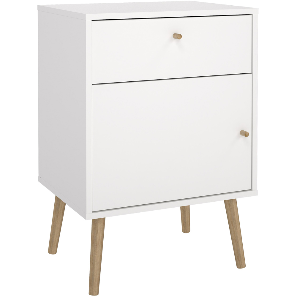 Florence Cumbria Single Door Single Drawer White Nightstand Image 2