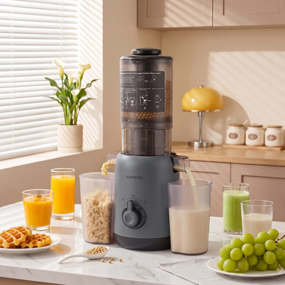 Komore EK090051 Grey Slow Masticating Cold Press Juicer with 130mm Chute 200W Image 7