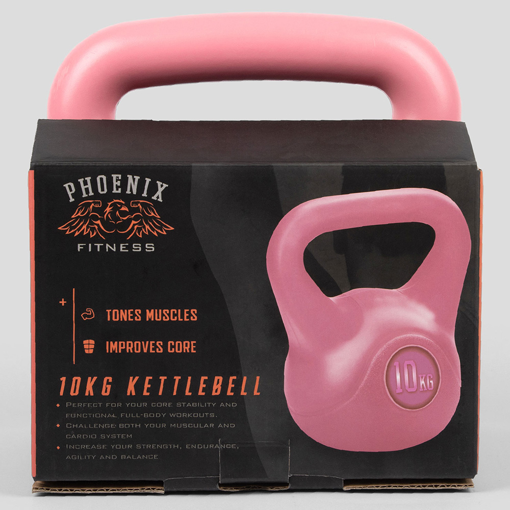 Phoenix Fitness Pink Vinyl Kettlebell 10kg Image 2
