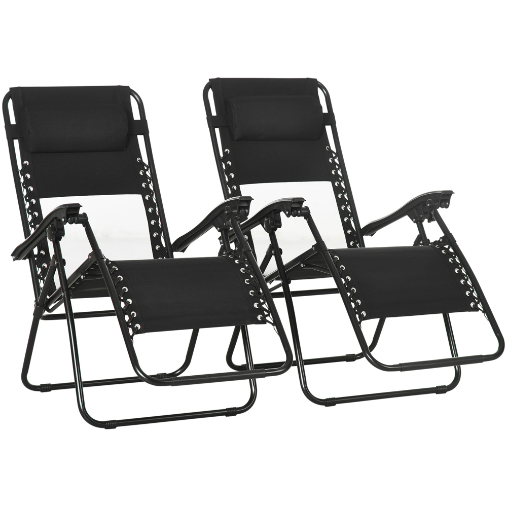 Outsunny Set of 2 Black Zero Gravity Foldable Garden Recliner Chair Image 2
