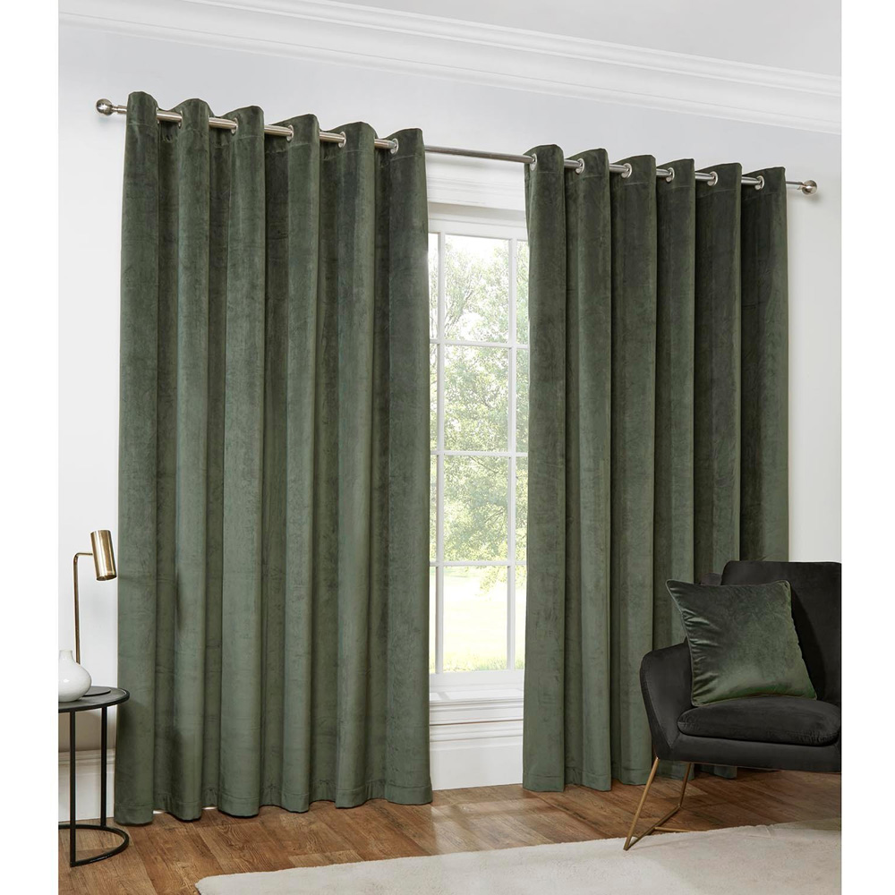 Divante Vermont Velvet Blackout Curtains - Olive / 168cm / 229cm Image 5