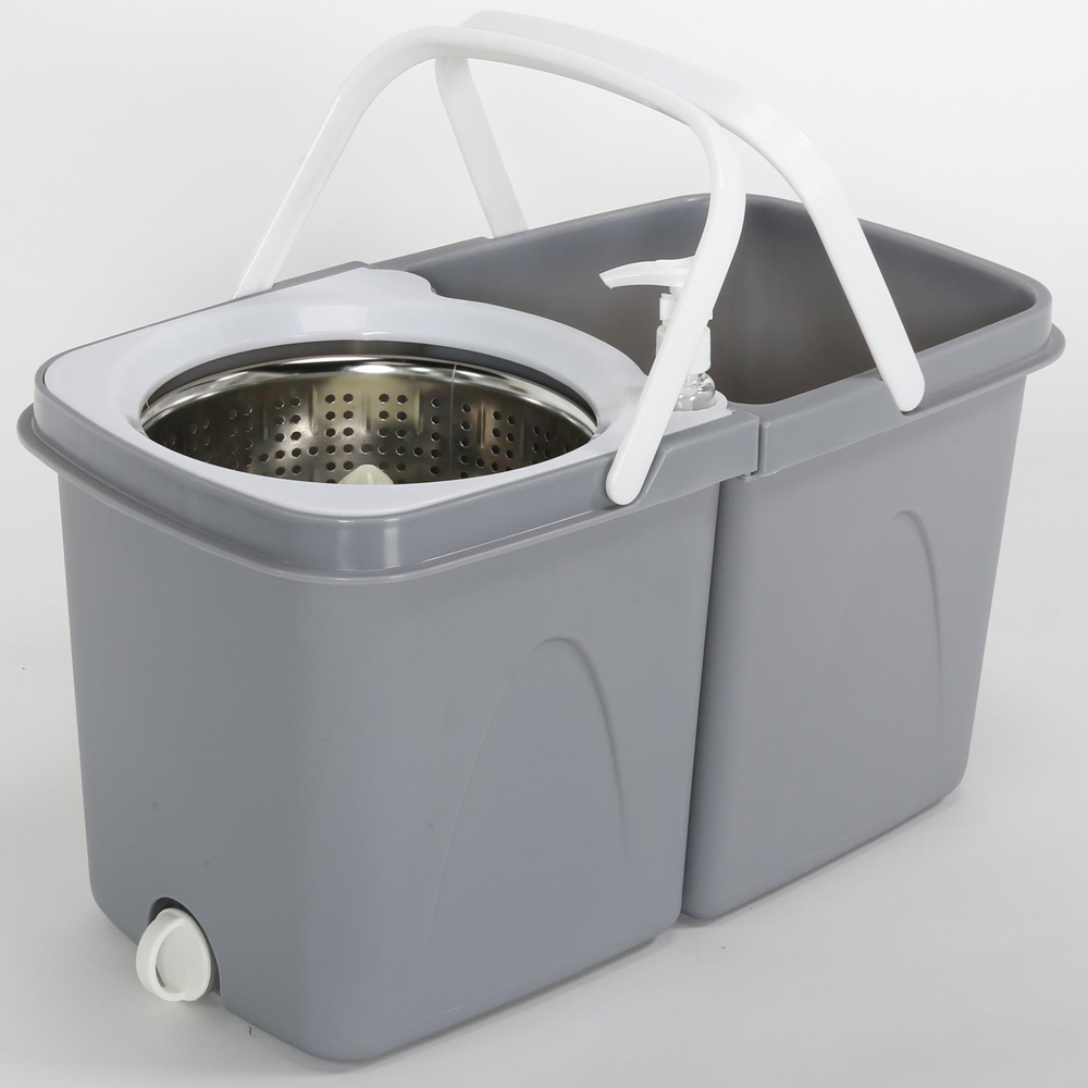 Gr8 Home Grey 360 Degree Rotating Dual Spin Dry Mop and Bucket Image 2