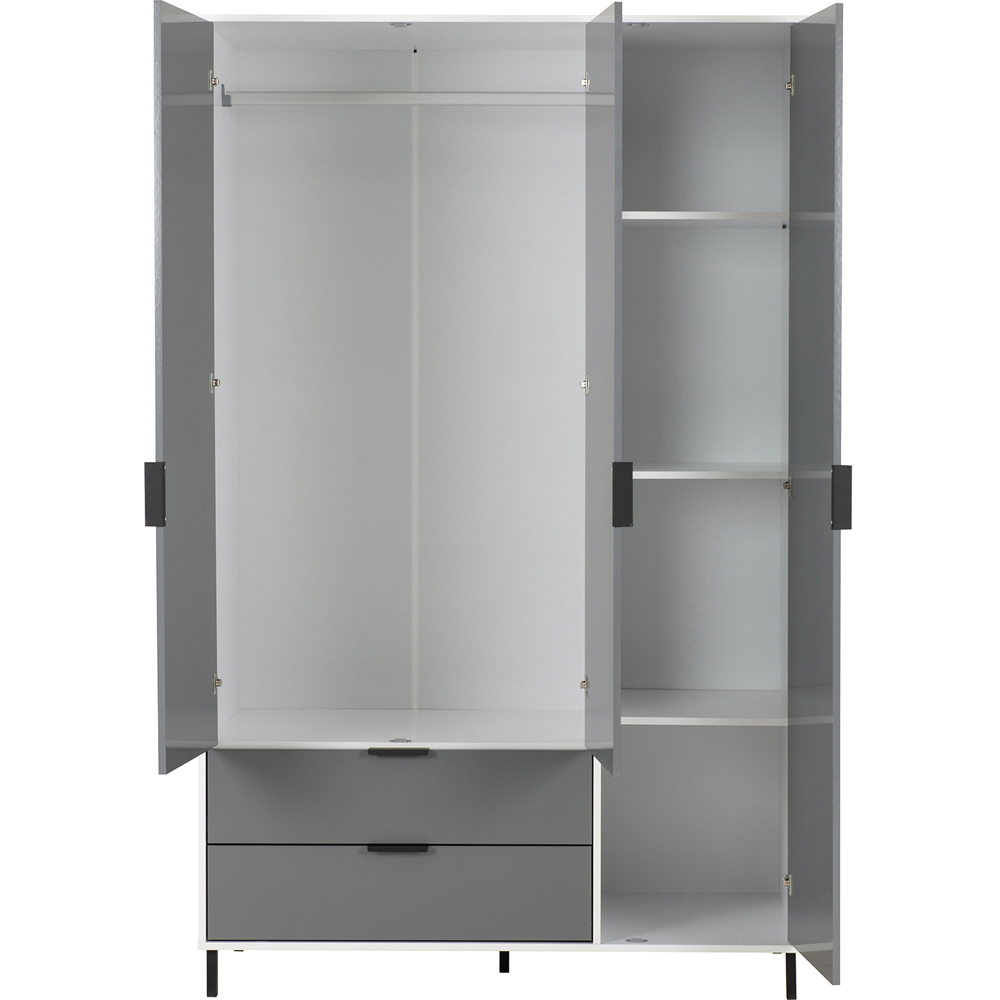 Seconique Madrid 3 Door Wardrobe Grey and White Gloss Bedroom Furniture Set Image 4