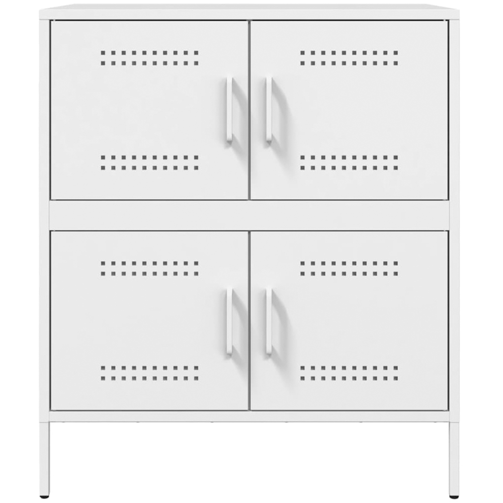 vidaXL 4 Door Steel White Sideboard Image 4