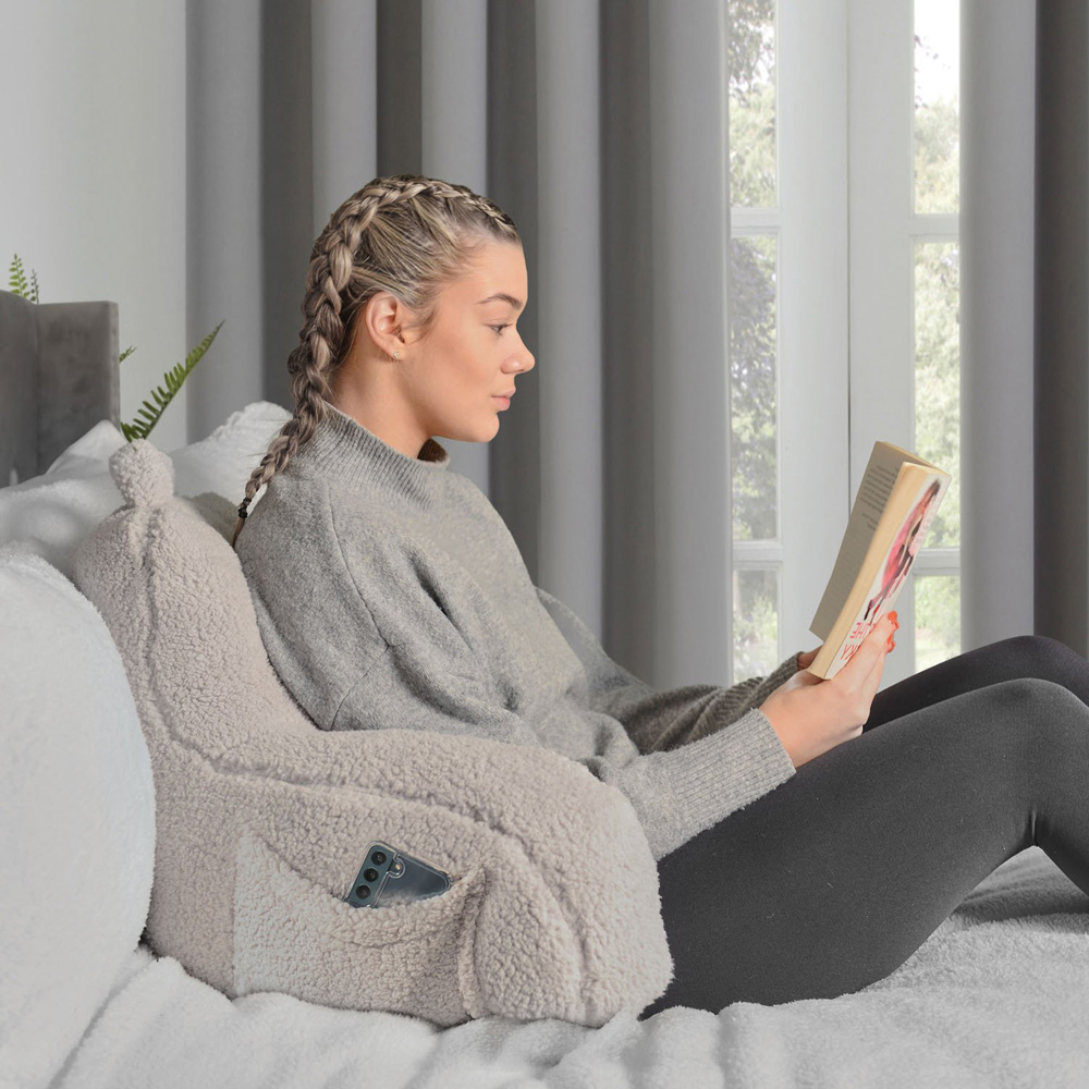 Teddy Fleece Cuddle Chair - Silver Image 1