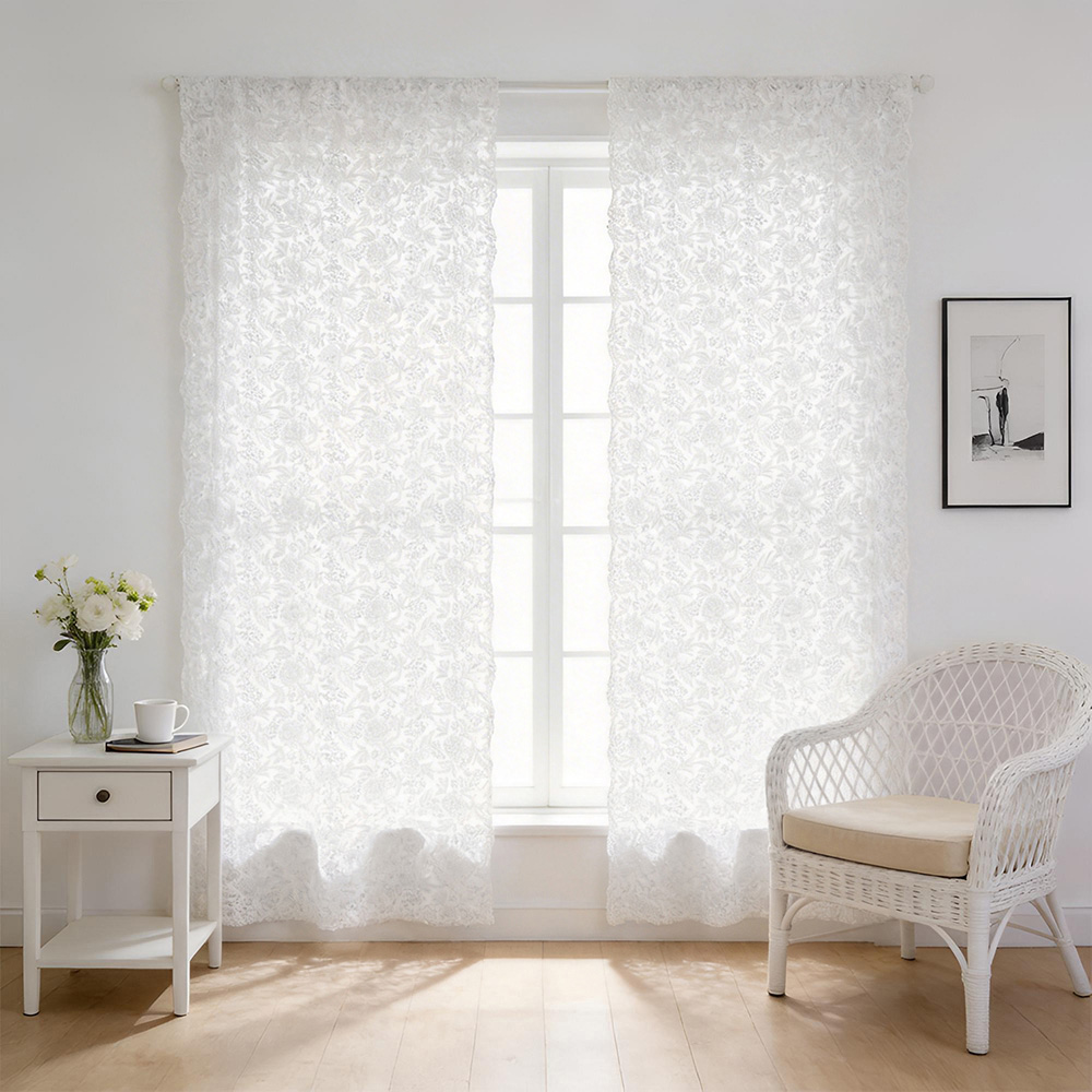 Living and Home Floral Lace Curtains 125 x 200cm Image 7