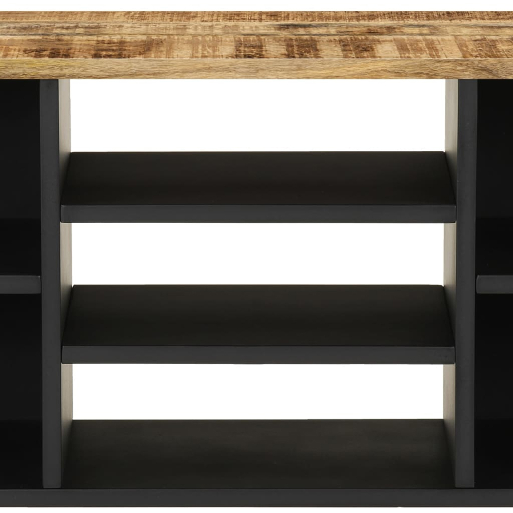 vidaXL 7 Shelf Light Brown Solid Mango Wood TV Cabinet Image 7