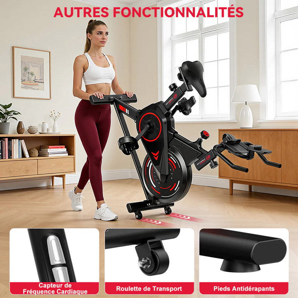 Rattrix C1 Black Stationary Exercise Bike with 6kg Flywheel Image 6