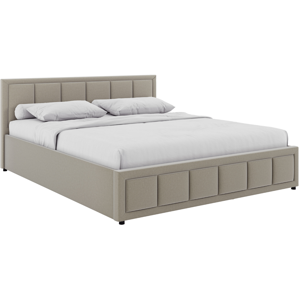 VIDA DESIGNS Vanita King Size Beige Linen Ottoman Bed with Padded Headboard Image 2