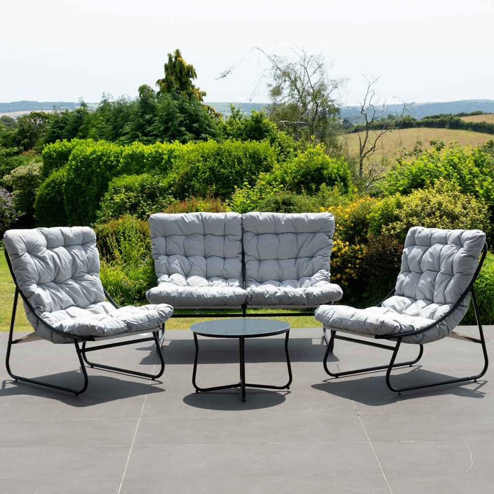 Artemis Home Aregno 4 Seater Light Grey and Black Garden Lounge Set Image 5