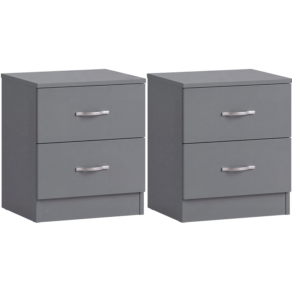 Vida Designs Riano 2 Drawer Grey Melamine Finish Bedside Table Set of 2 Image 2