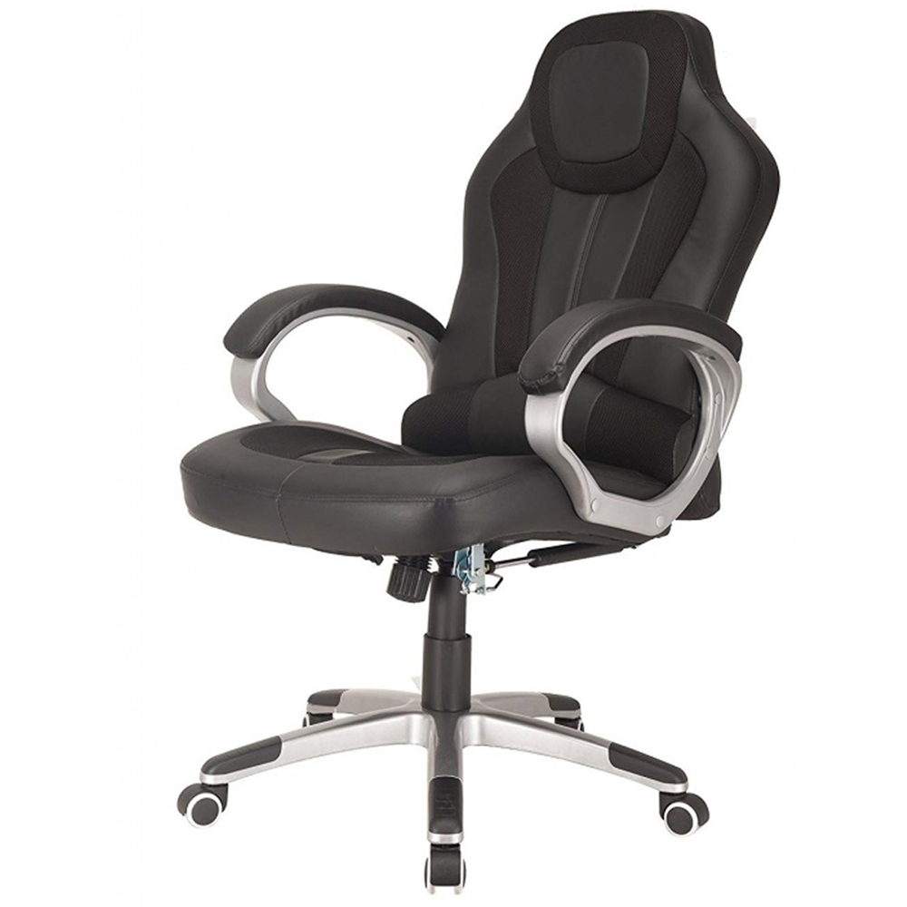 Reclining Gaming Style Office Chair in Faux Leather - Black Image 2