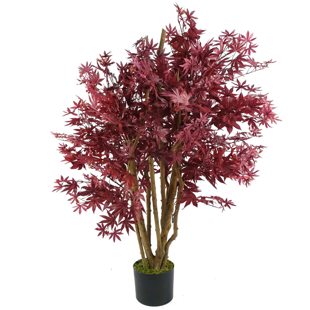 Leaf Red Maple Artificial Tree in Pot 120cm Image 1