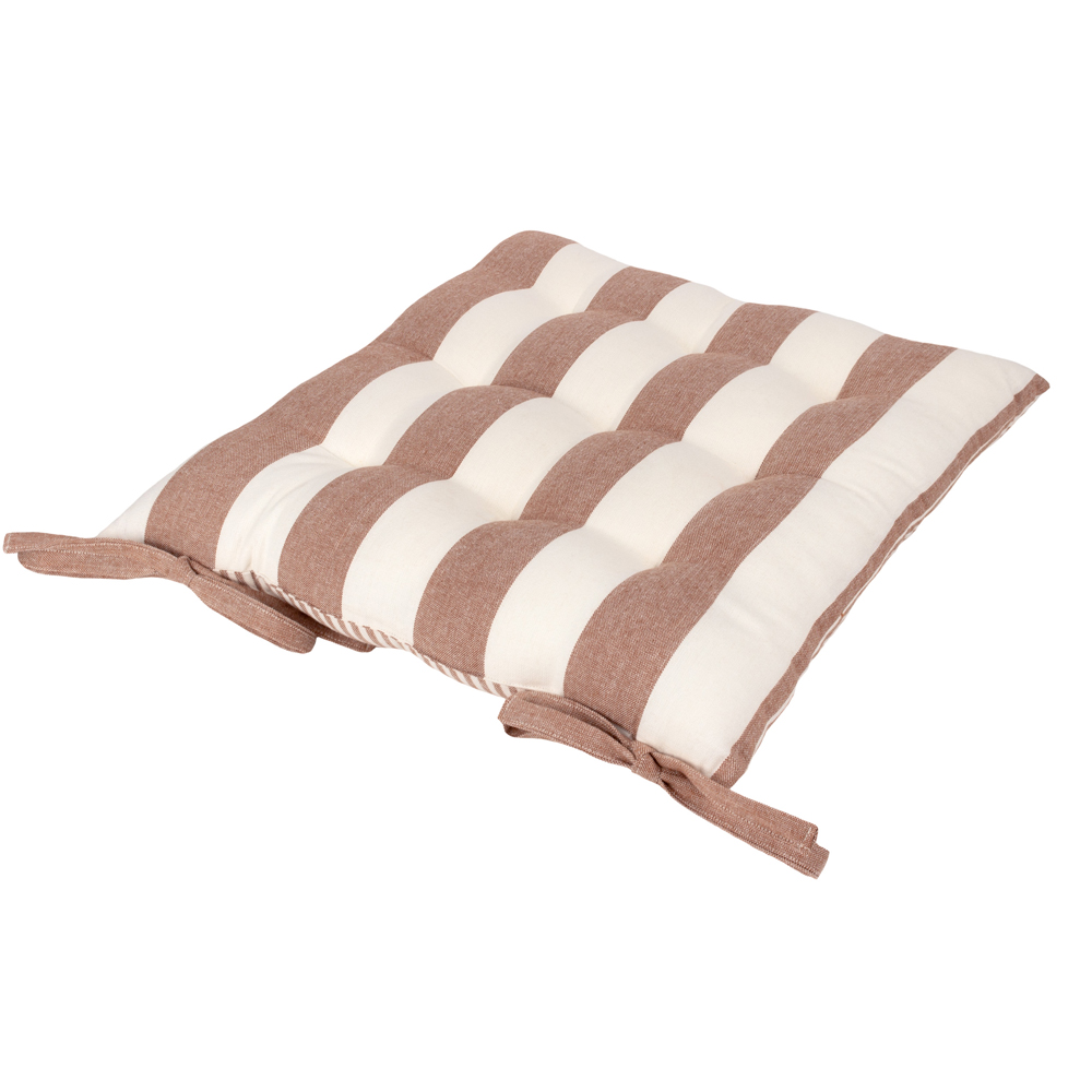 Yard Hayle Pecan Striped Cotton Seat Pad 40 x 40cm 2 Pack Image 5