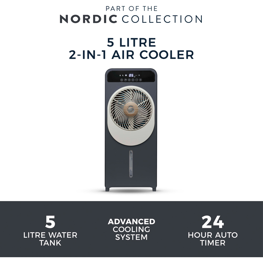Swan Nordic 2-in-1 Slate Grey Honeycomb Filter Air Cooler 5L Image 3