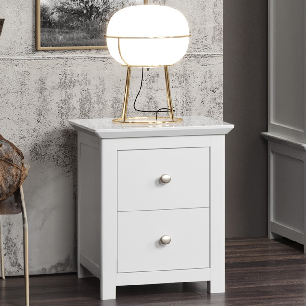 Nairn 2 Drawer White Bedside Table Image 1