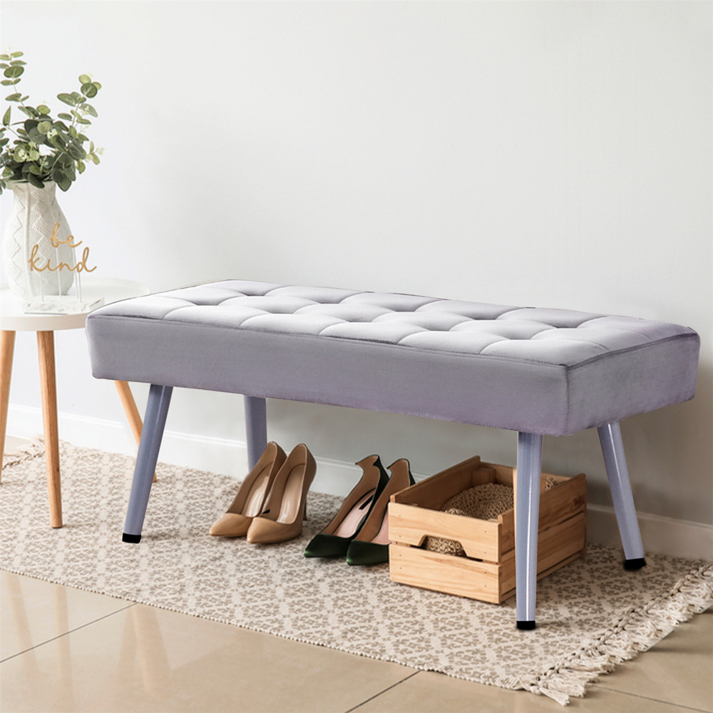 Kosy Koala 6 Seater Dining Set with Bench Oak Effect and Grey Velvet Image 2